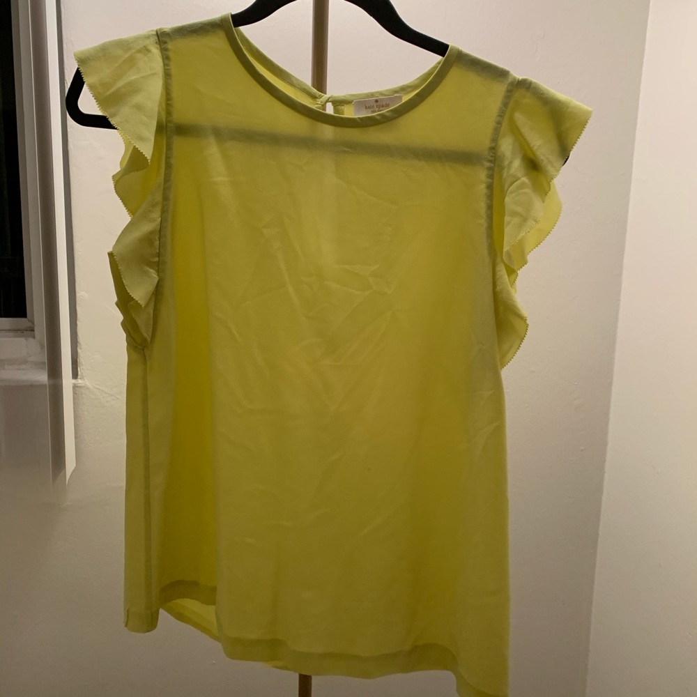 kate spade Chartreuse Ruffle Sleeve Blouse